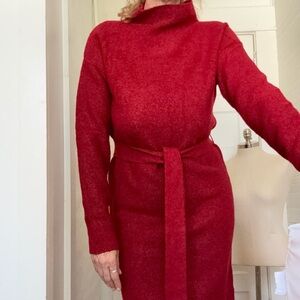 Red sweater dress, warm and very cute for holiday parties!🎉